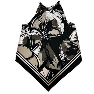 Alfani NWT Black, Cream, & Tan Handkerchief Hem Blouse SZ M